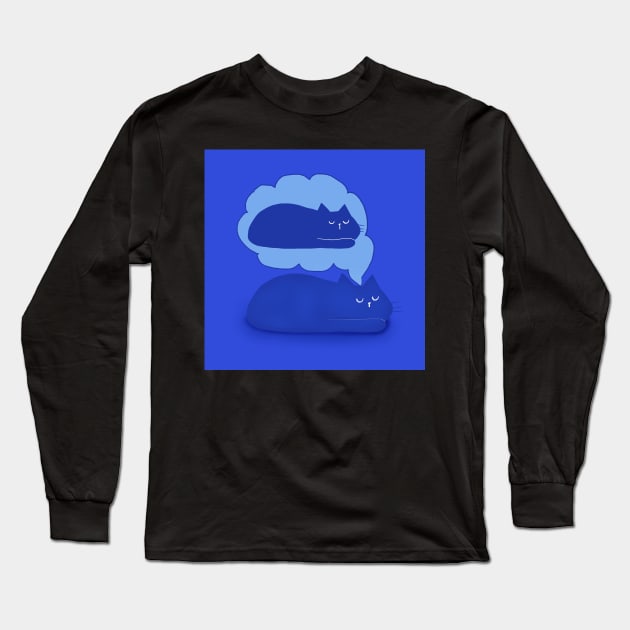 Living the Dream Sleeping Blue Cat Long Sleeve T-Shirt by StephersMc